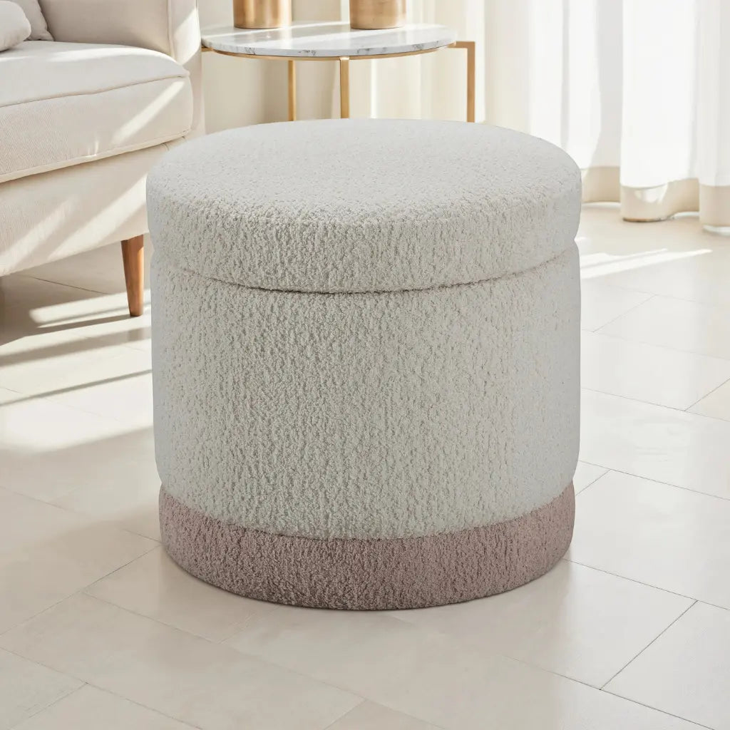 Ottoman Cava Barksdale | Texture Bouclée et Coffre Secret