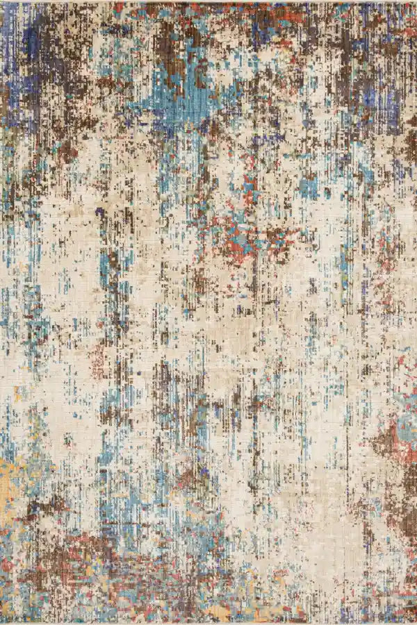 Ishani : Tapis Moderne aux Éclats de Bleu, Crème et Taupe