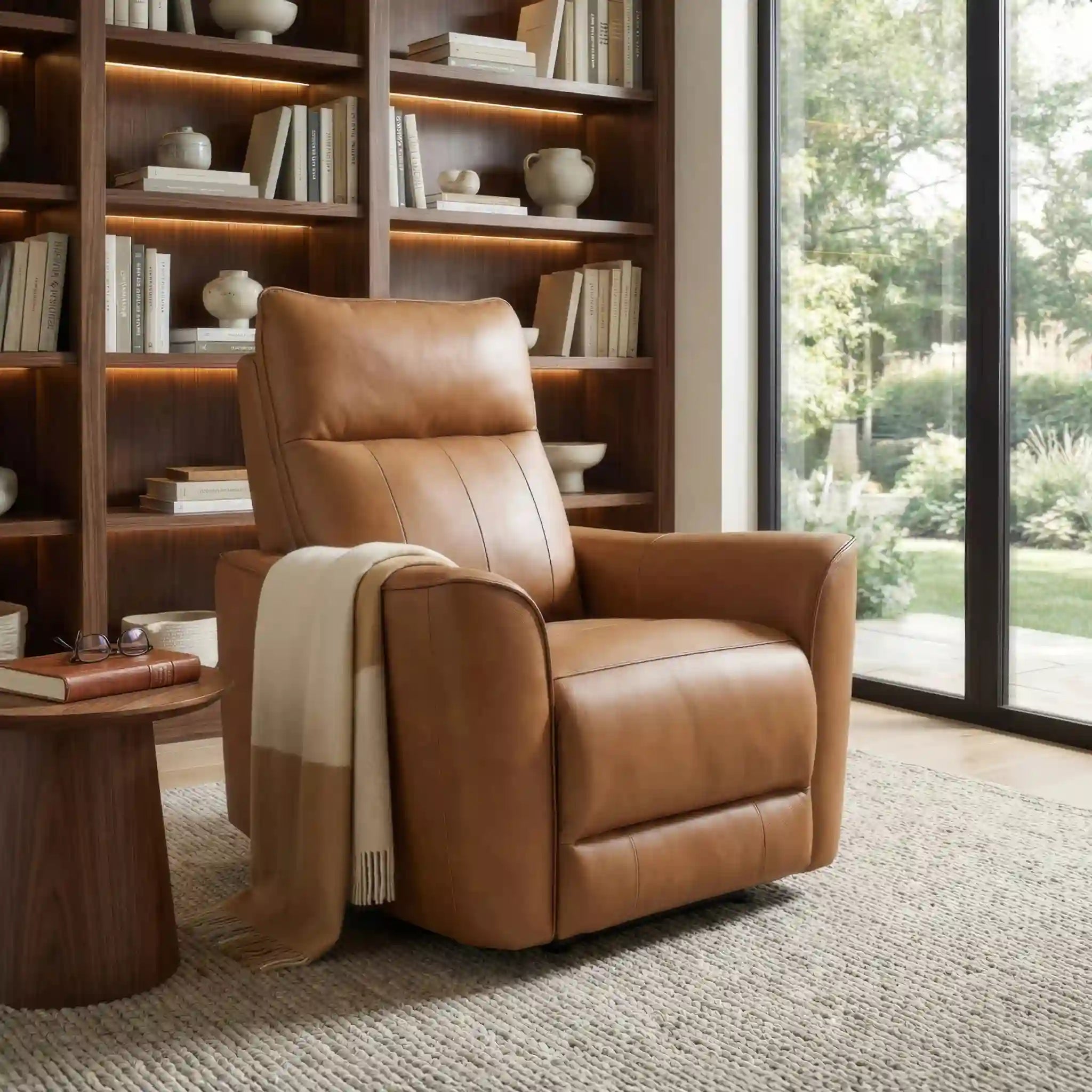 Primo Conrad Fauteuil Inclinable Électrique en Cuir Brun Palermo