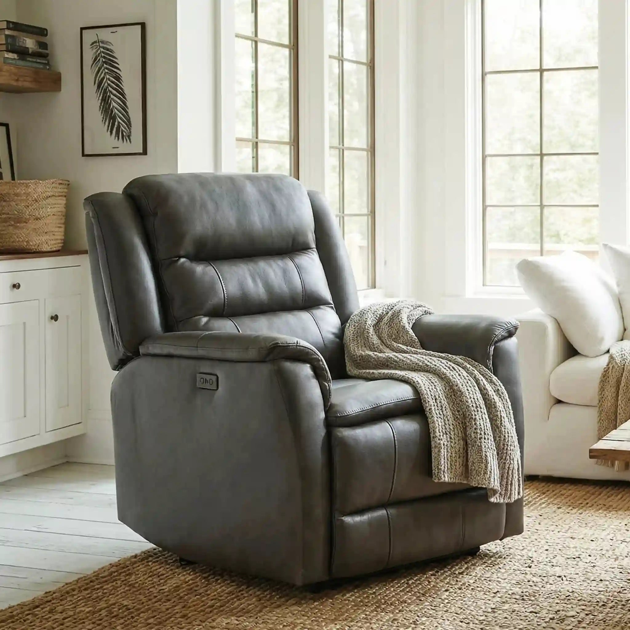 Primo Carter Fauteuil Inclinable Électrique Cuir et Similicuir Gris Foncé