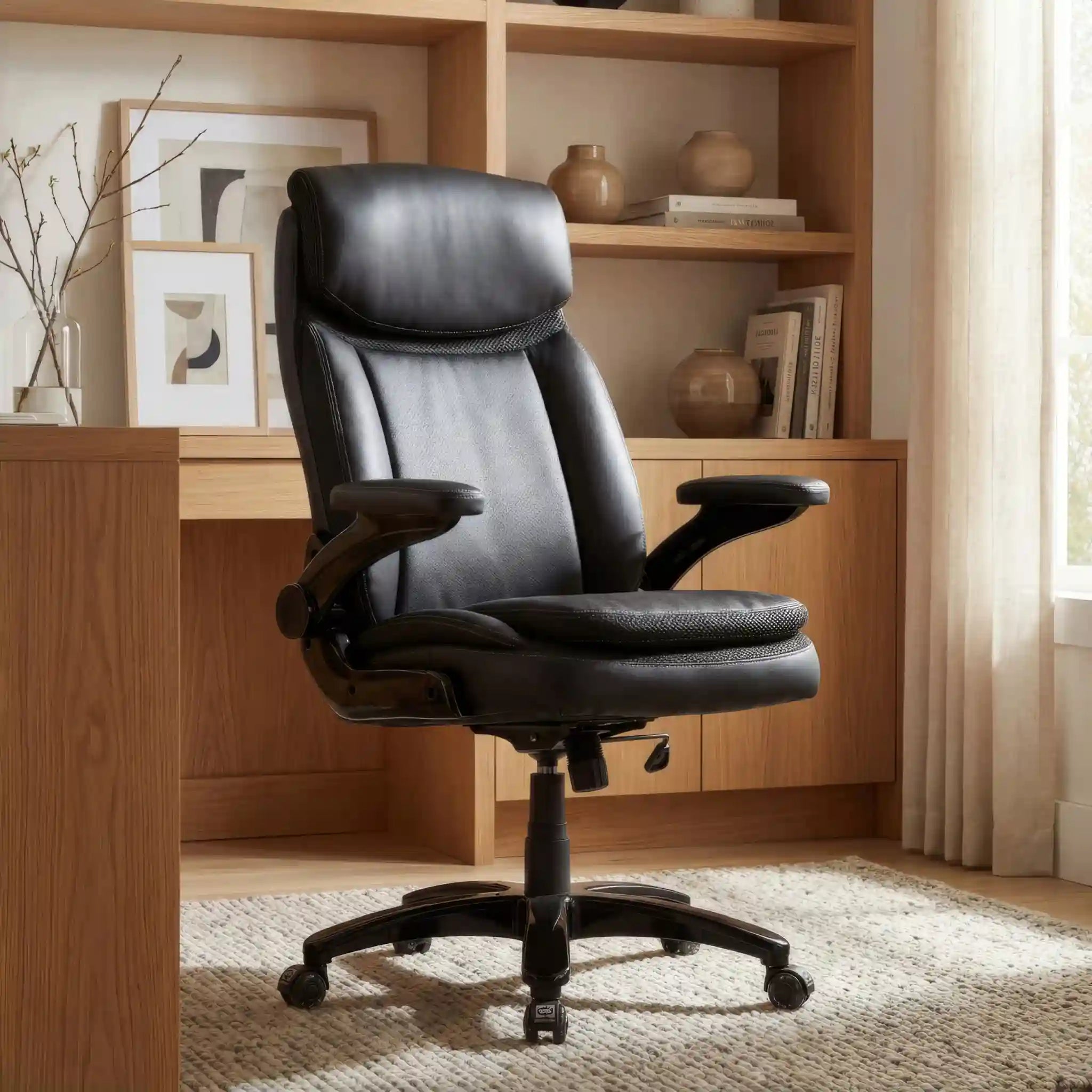 Sealy Denali Fauteuil de Bureau Ergonomique Cuir Simili Noir