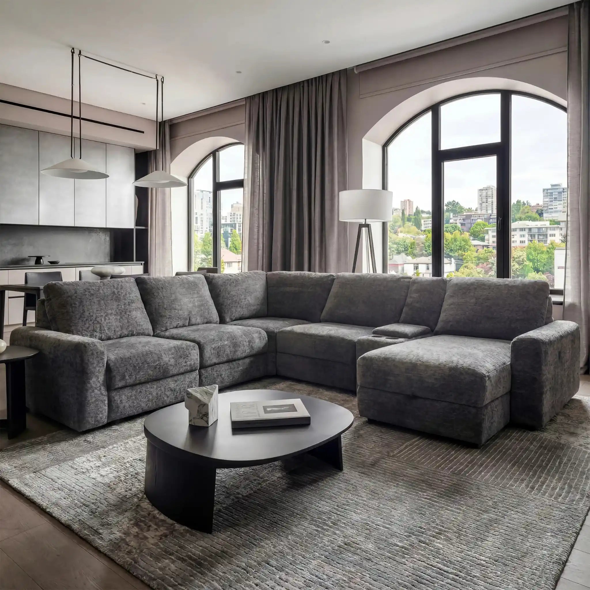 Primo Infinity Sofa Modulaire 6 Pièces Assises Coulissantes Électriques Gris