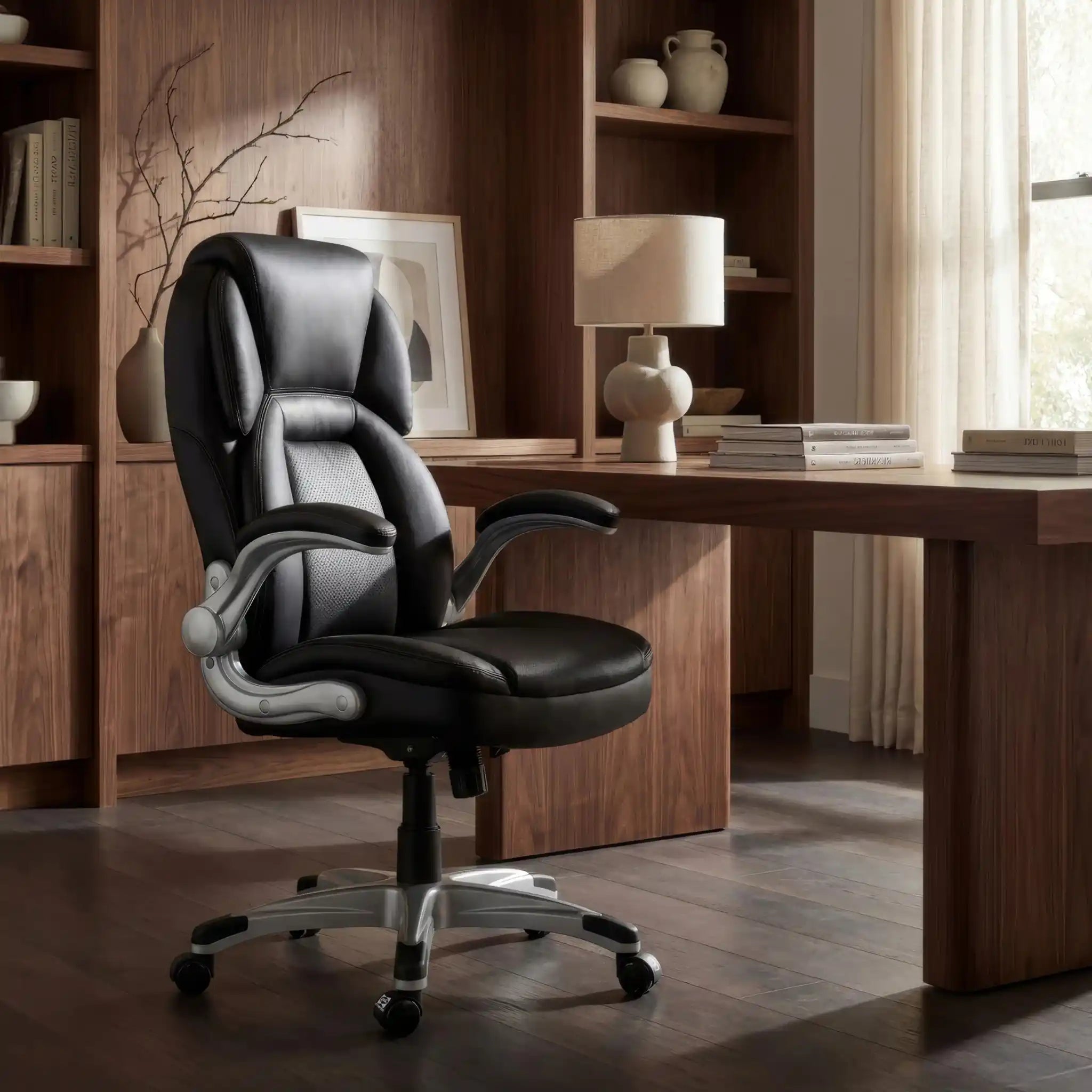 Sealy Stratus Fauteuil de Bureau Ergonomique Cuir Régénéré Noir