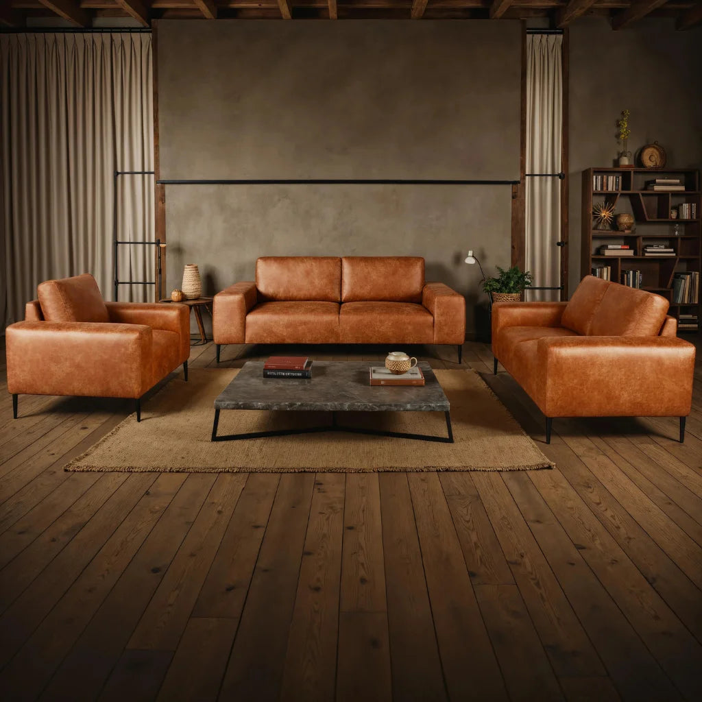 Causeuse Shonda en cuir végétalien tan