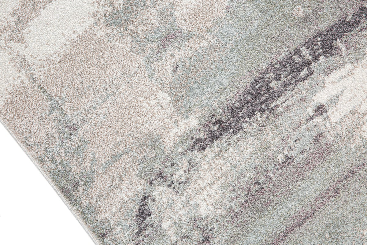 Tapis contemporain Lakeview 7x9 | Blanc et Beige au fini utilisé