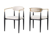 Chaises Mykos en tissu beige | Cadre bicolore noir et doré