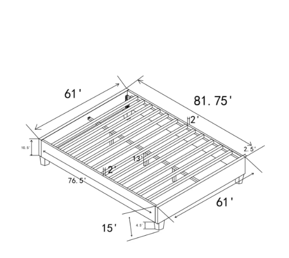 Douglas : Base de Lit Plateforme Grise au Profil Élancé