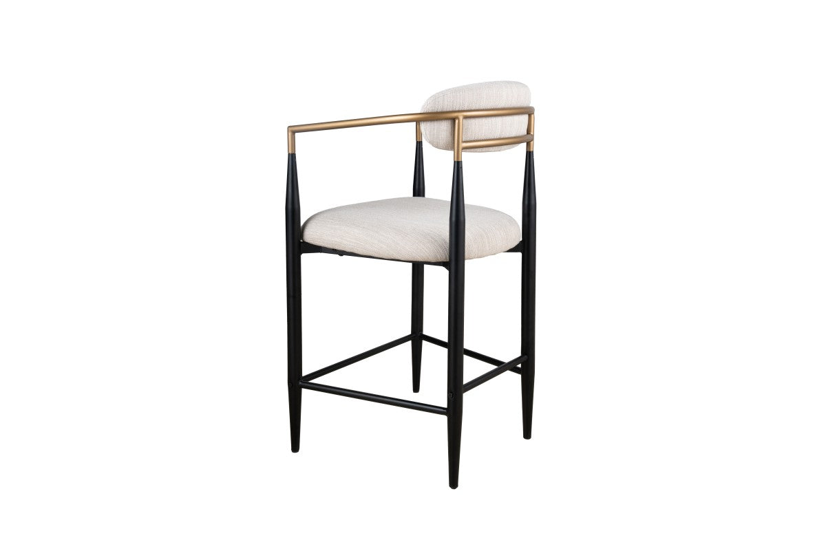 Set de 2 Tabourets de Comptoir Mykos - Tissu Beige