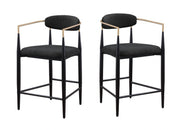 Set de 2 Tabourets de Comptoir Mykos - Tissu Noir