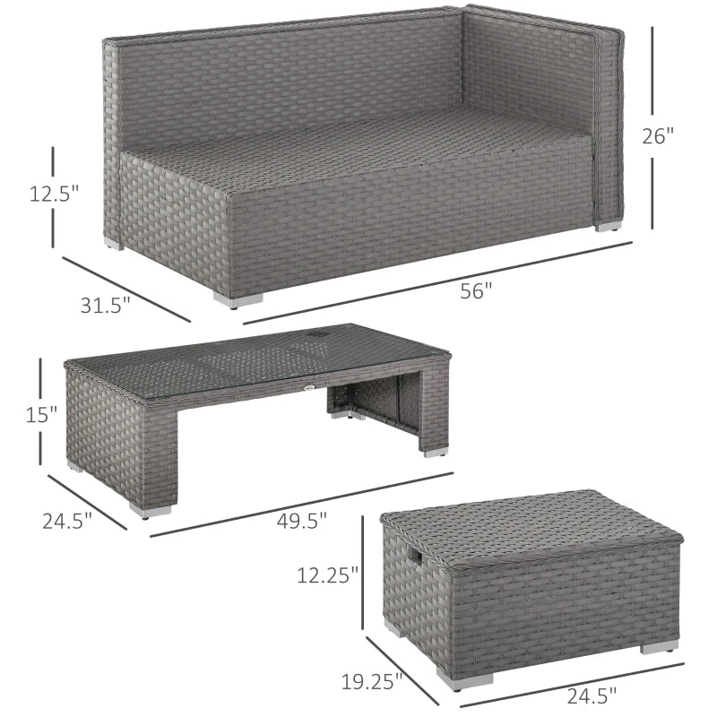 Ensemble de canapé d'angle en rotin, 6 pièces, meubles de véranda d'extérieur, gris