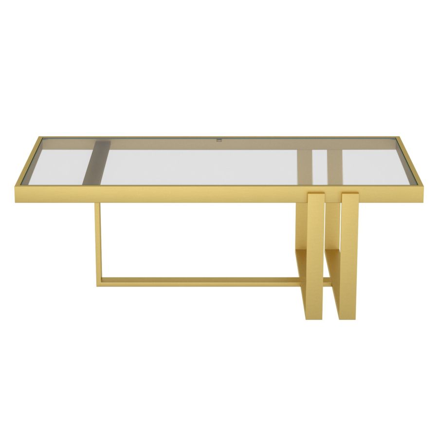 Table basse rectangulaire Paxton en or brossé