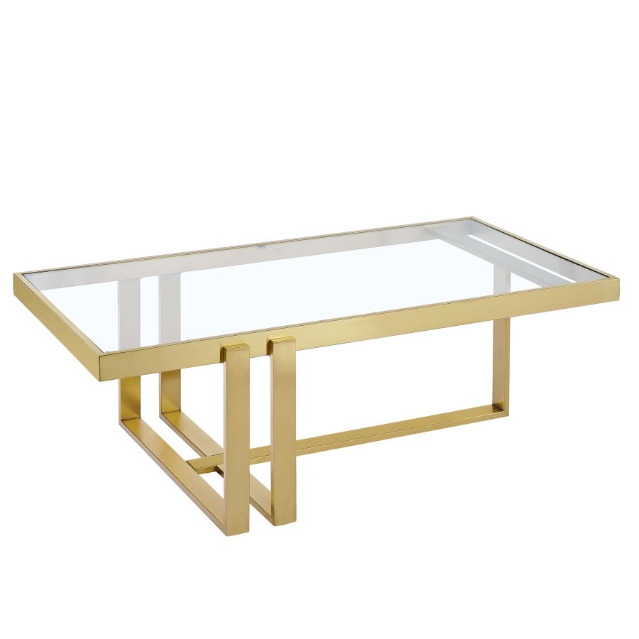 Table basse rectangulaire Paxton en or brossé