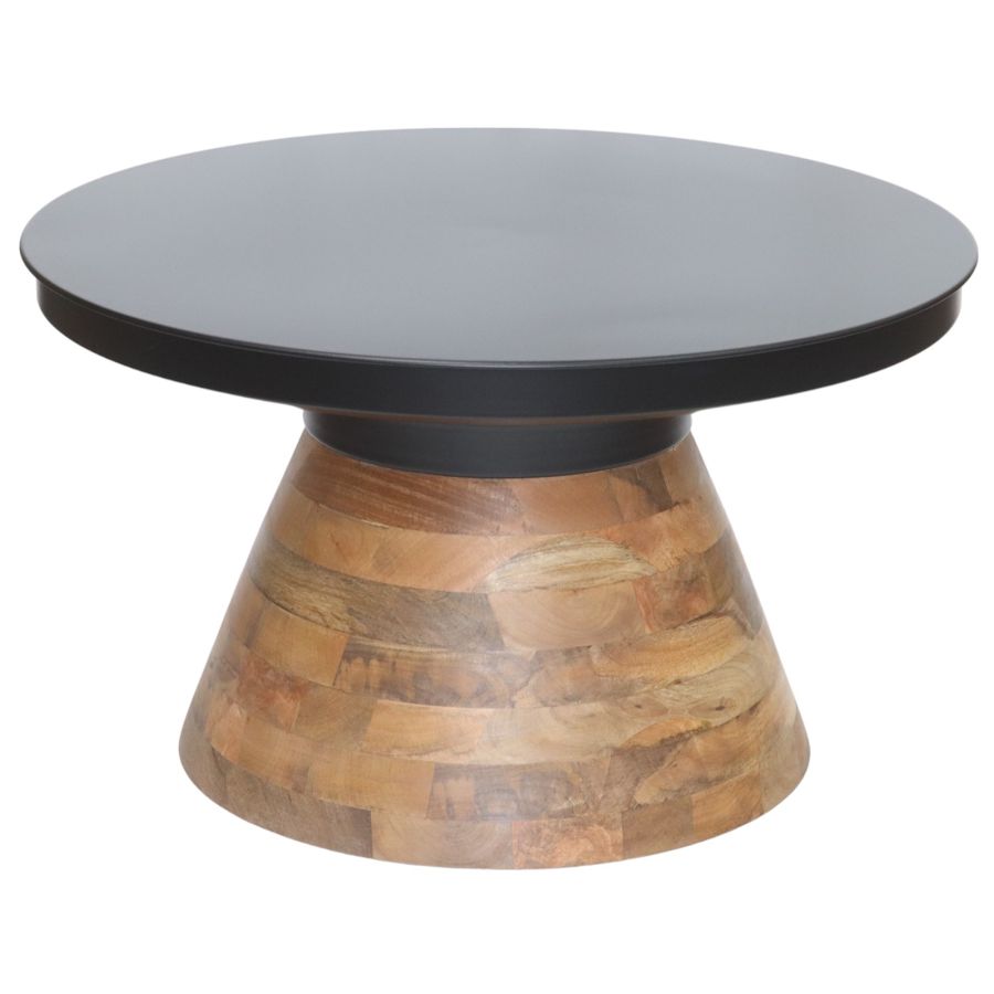 Table basse ronde Boden en noir et noyer