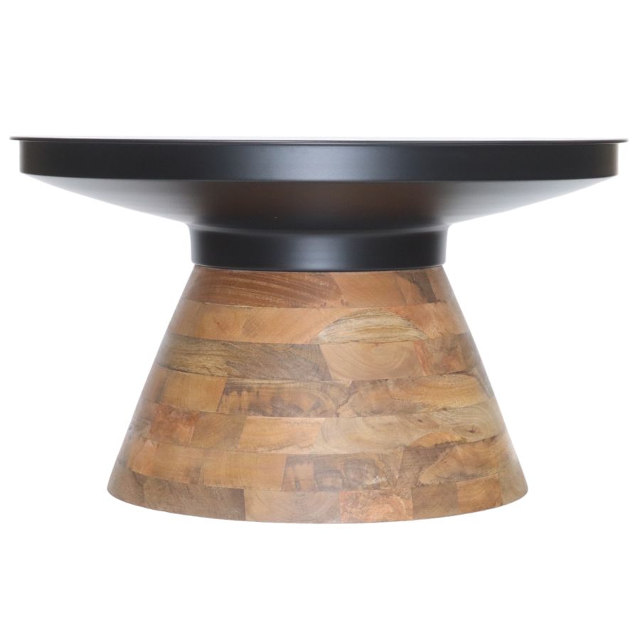 Table basse ronde Boden en noir et noyer