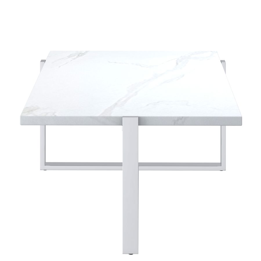 Table basse Veno en blanc et argent ( Meuble Mtl )