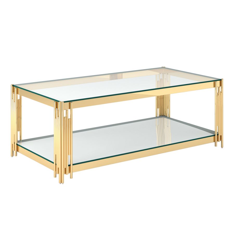 Table basse rectangulaire Estrel en or ( Meuble Mtl )