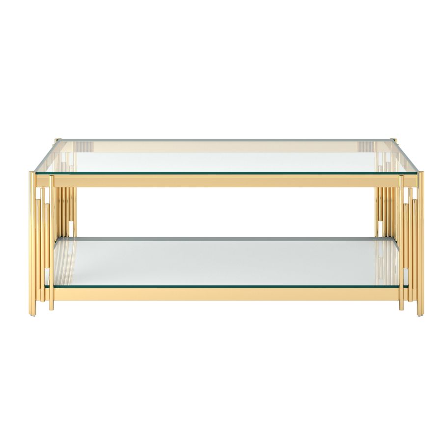 Table basse rectangulaire Estrel en or ( Meuble Mtl )