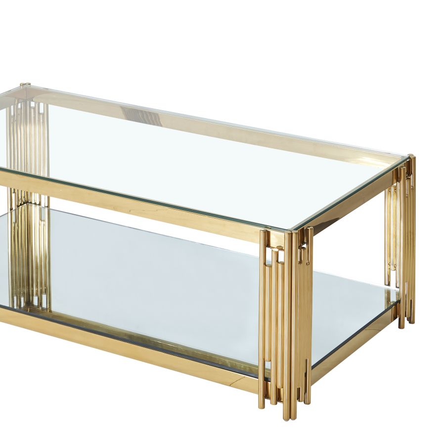 Table basse rectangulaire Estrel en or ( Meuble Mtl )