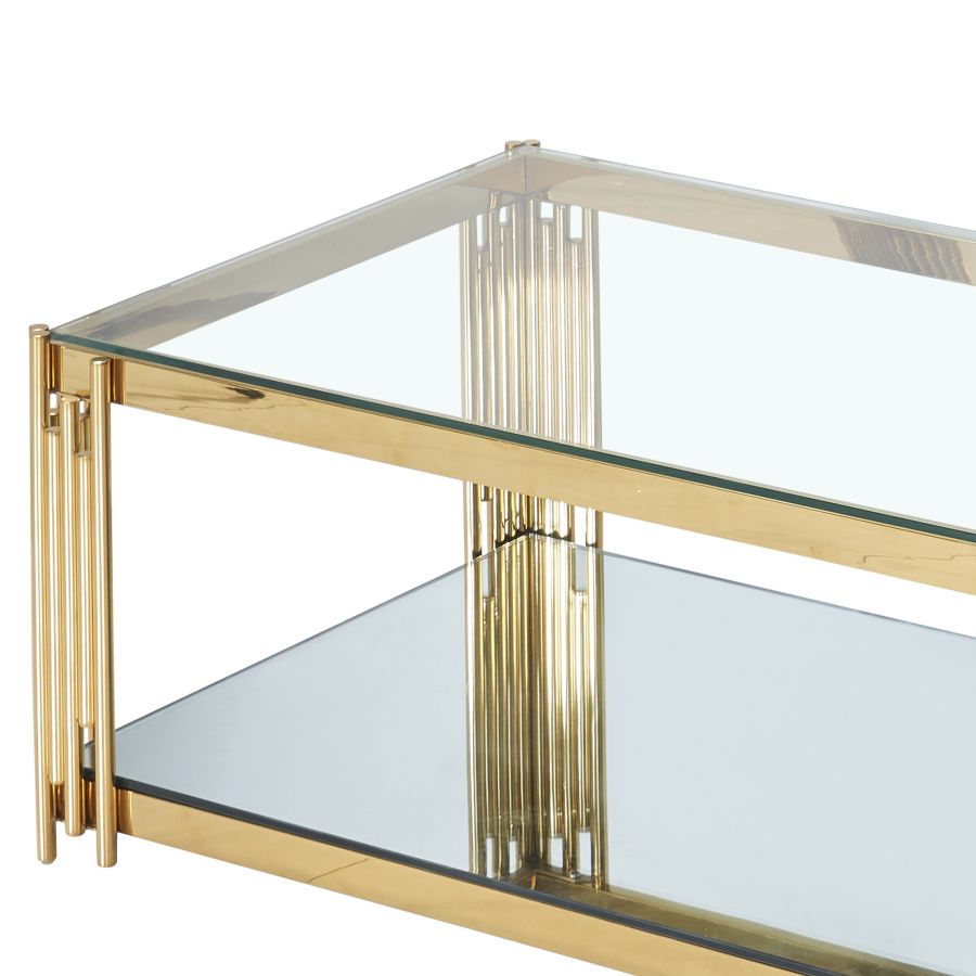 Table basse rectangulaire Estrel en or ( Meuble Mtl )