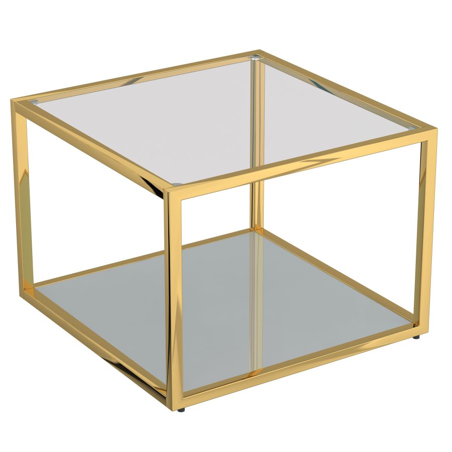 Petite table basse carrée Casini en or ( Meuble Mtl )