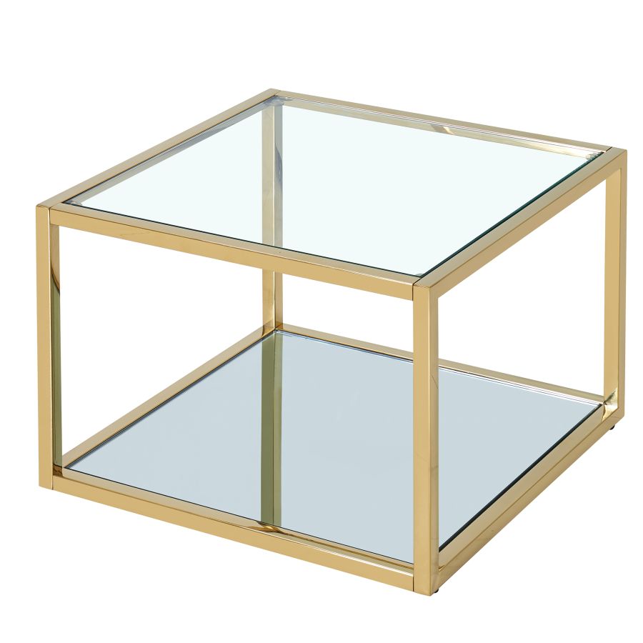 Petite table basse carrée Casini en or ( Meuble Mtl )