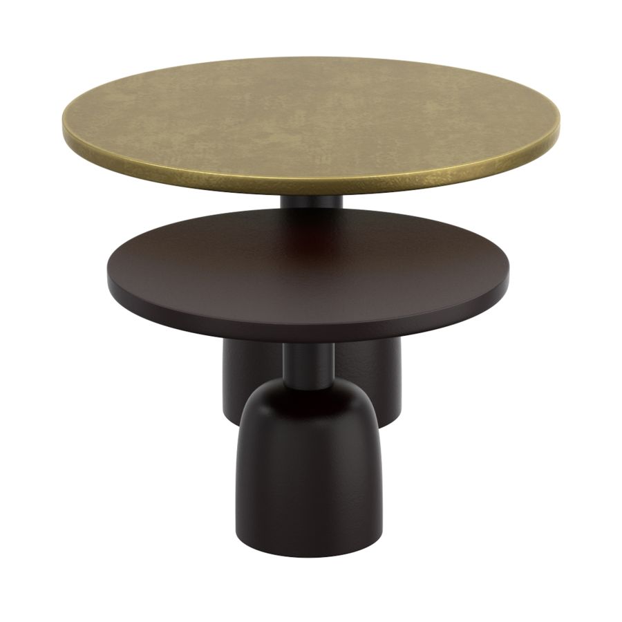 Ensemble de table basse ronde Adira 2 pièces en or antique et noir