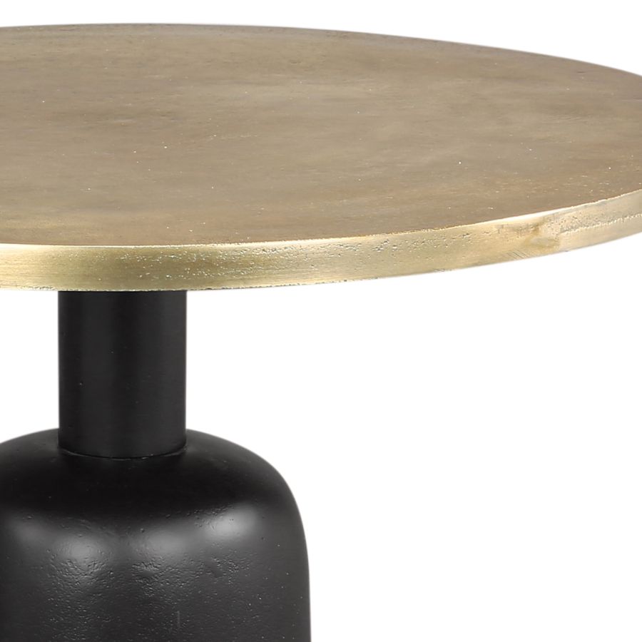 Ensemble de table basse ronde Adira 2 pièces en or antique et noir