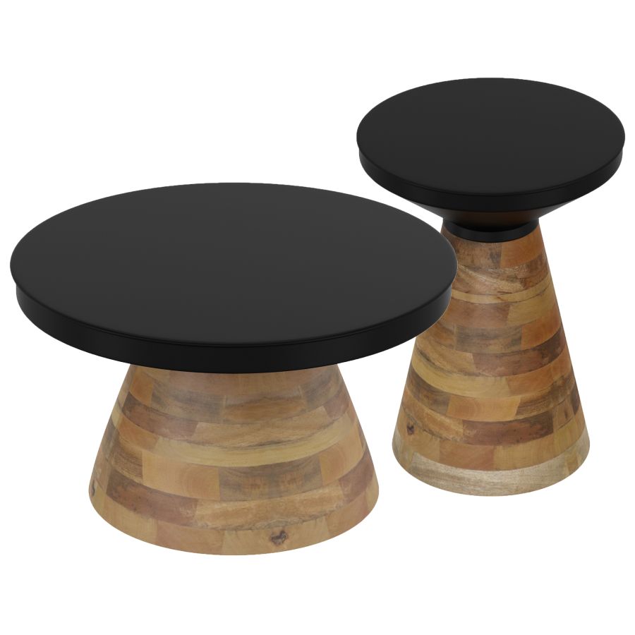Ensemble de table basse Boden 2 pièces en noir et noyer