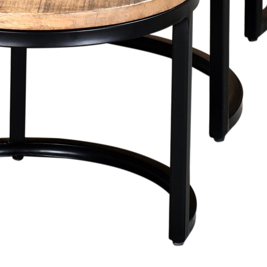 Ensemble de table basse Darsh 3 pièces en naturel et noir ( Meuble Mtl ) 