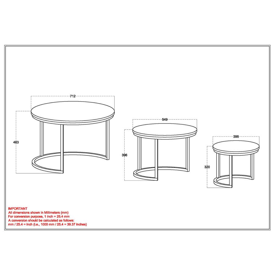 Ensemble de table basse Darsh 3 pièces en naturel et noir ( Meuble Mtl ) 