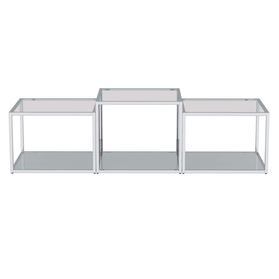 Casini Ensemble de 3 tables basses à plusieurs niveaux en argent ( Meuble Mtl )