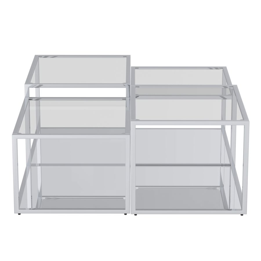 Ensemble de table basse à plusieurs niveaux Casini 4 pièces en argent ( Meuble Mtl )