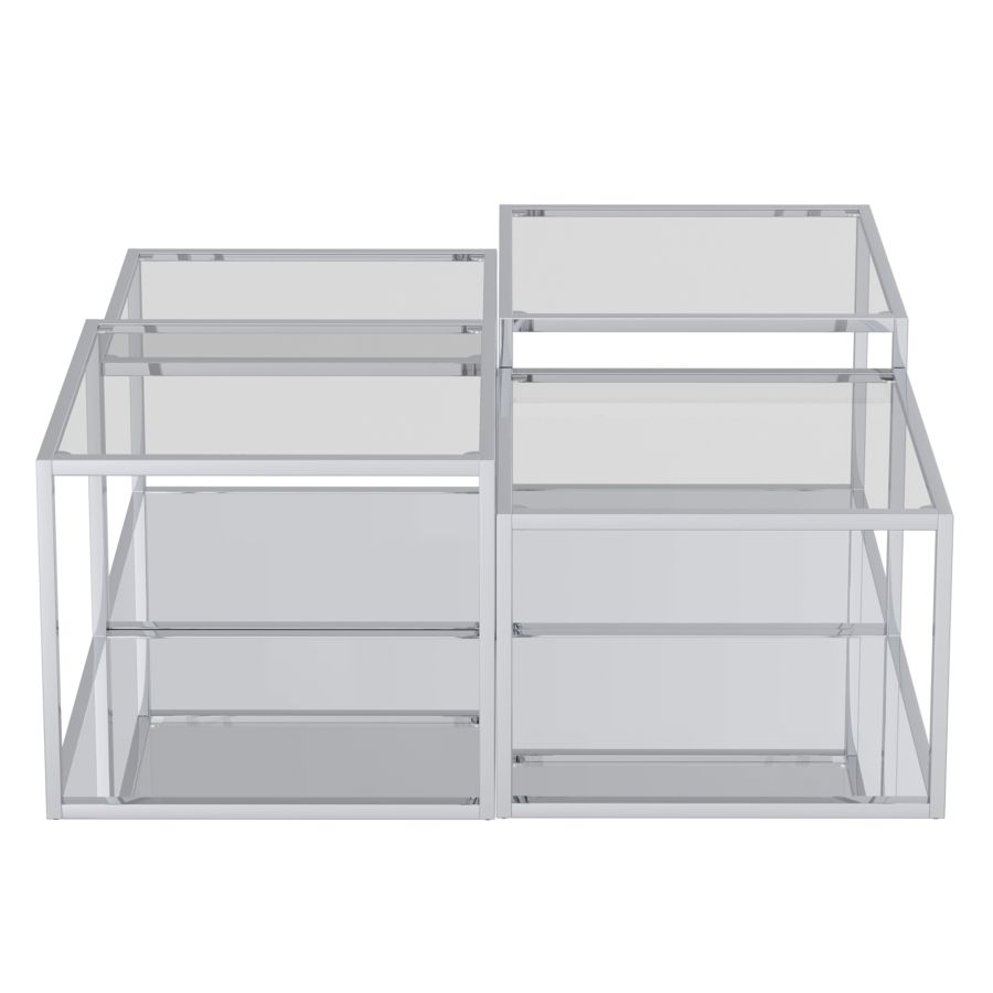 Ensemble de table basse à plusieurs niveaux Casini 4 pièces en argent ( Meuble Mtl )