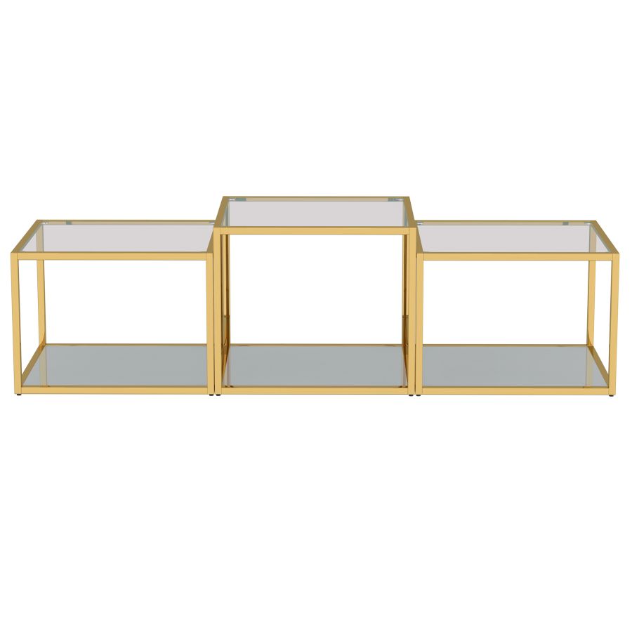 Ensemble de table basse à plusieurs niveaux Casini 3 pièces en or ( Meuble Mtl ) 