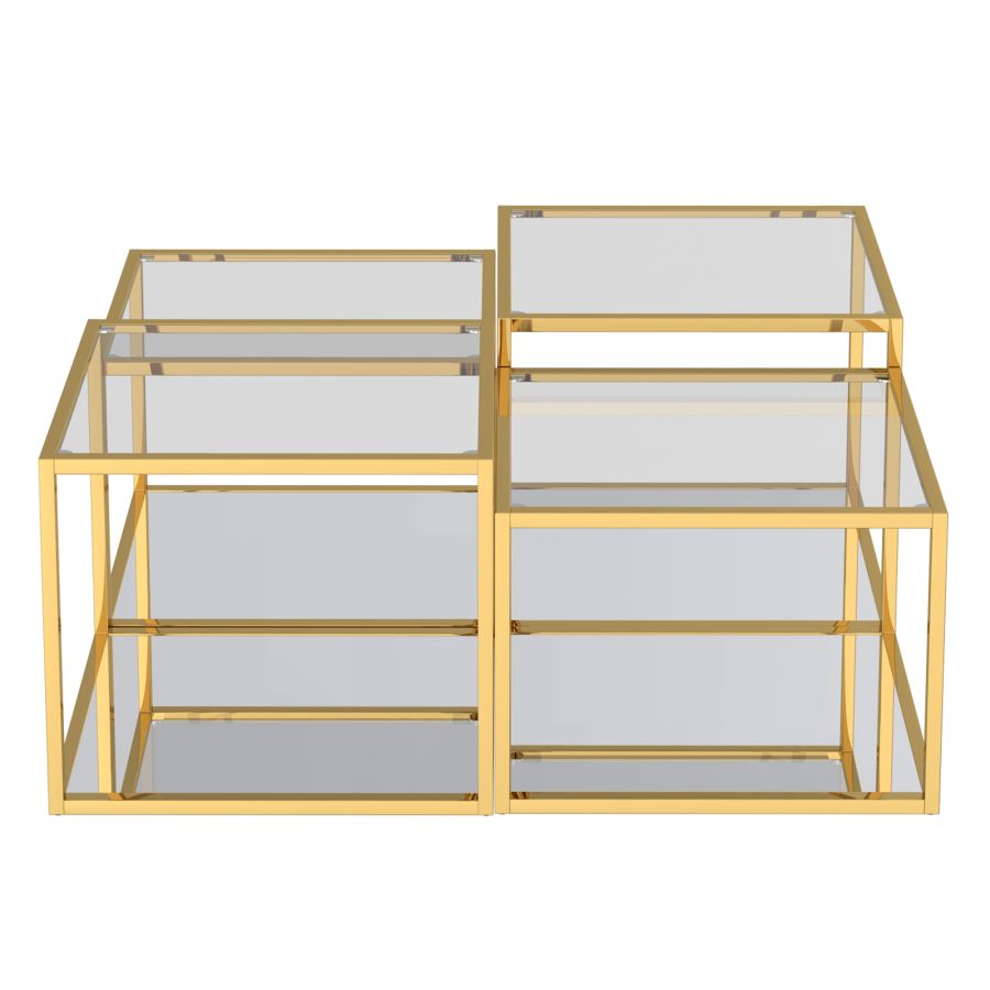 Ensemble de 4 tables basses à plusieurs niveaux Casini en or ( Meuble Mtl )