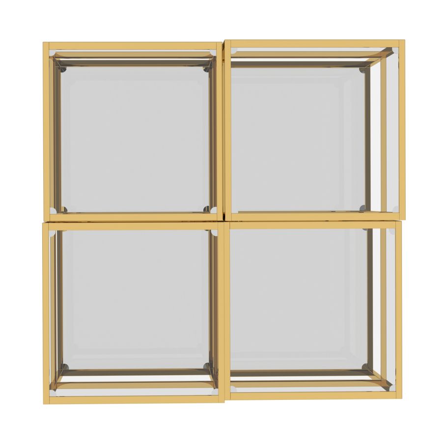 Ensemble de 4 tables basses à plusieurs niveaux Casini en or ( Meuble Mtl )