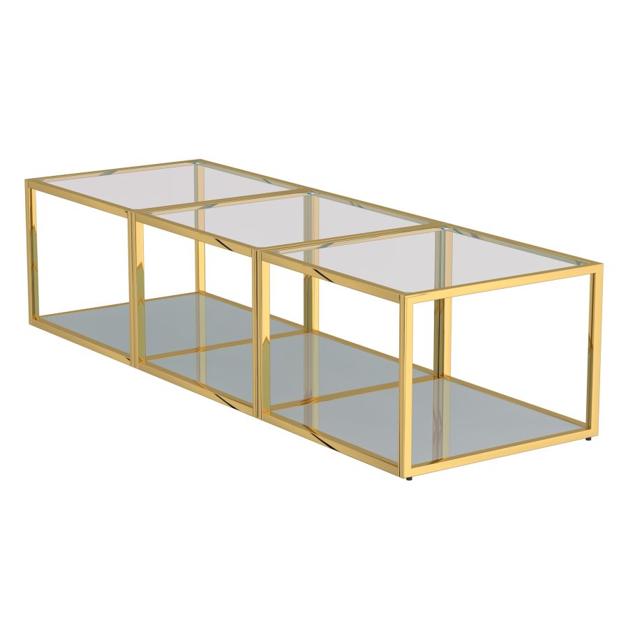 Ensemble de 3 petites tables basses Casini en or ( Meuble Mtl )