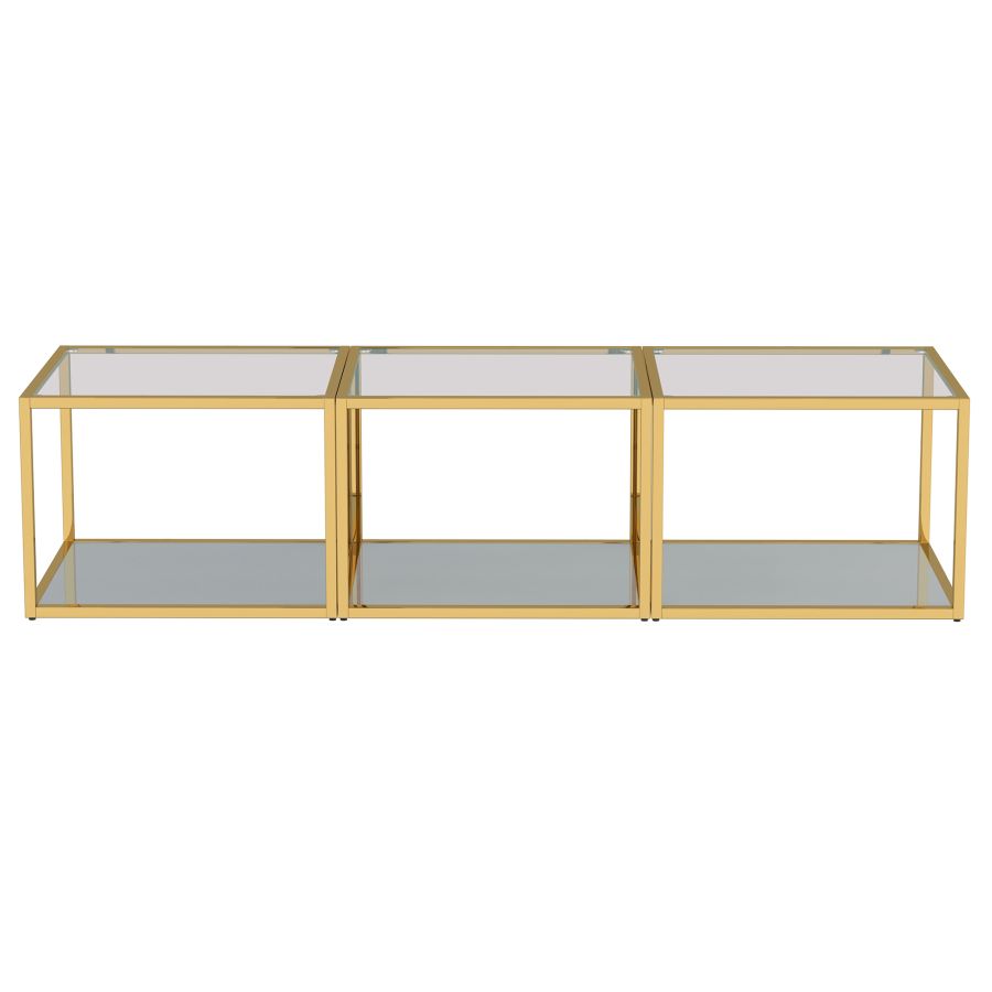 Ensemble de 3 petites tables basses Casini en or ( Meuble Mtl )