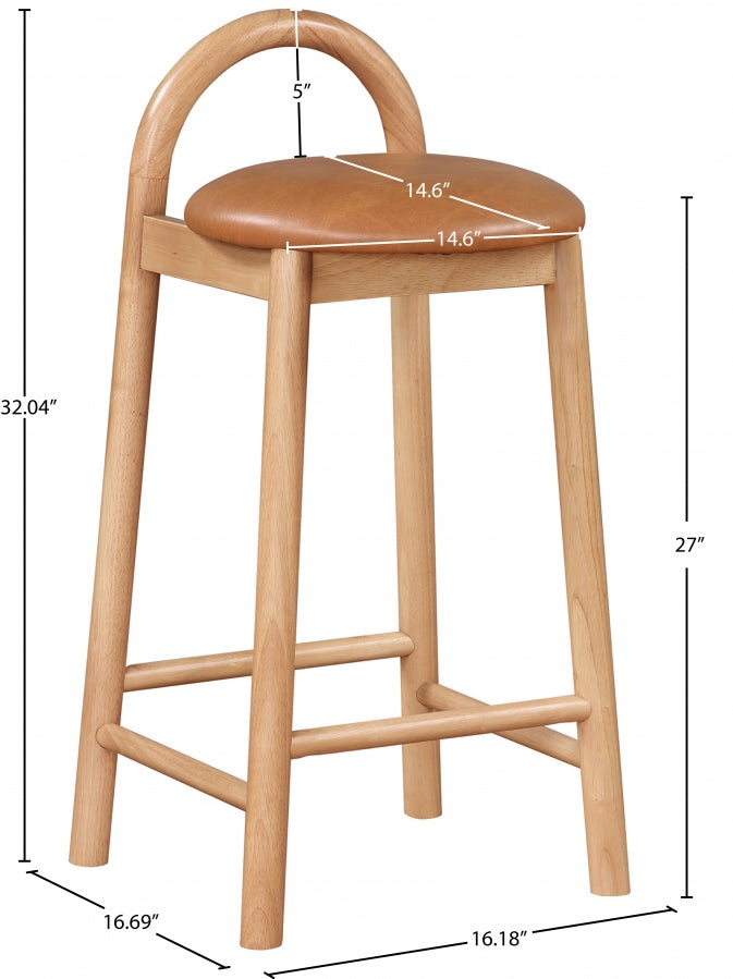 Tabouret de comptoir en cuir végétalien Calvin