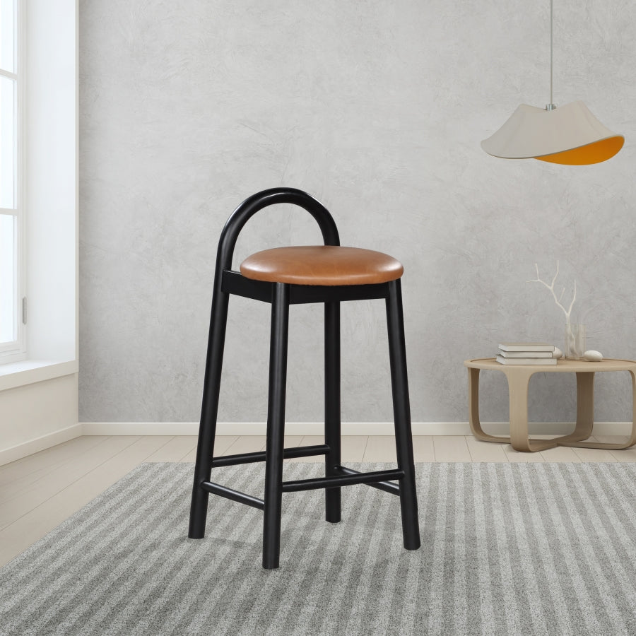 Tabouret de comptoir en cuir végétalien Calvin