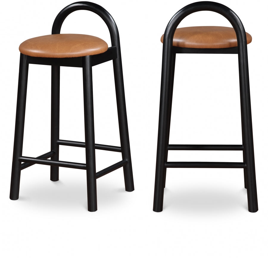 Tabouret de comptoir en cuir végétalien Calvin