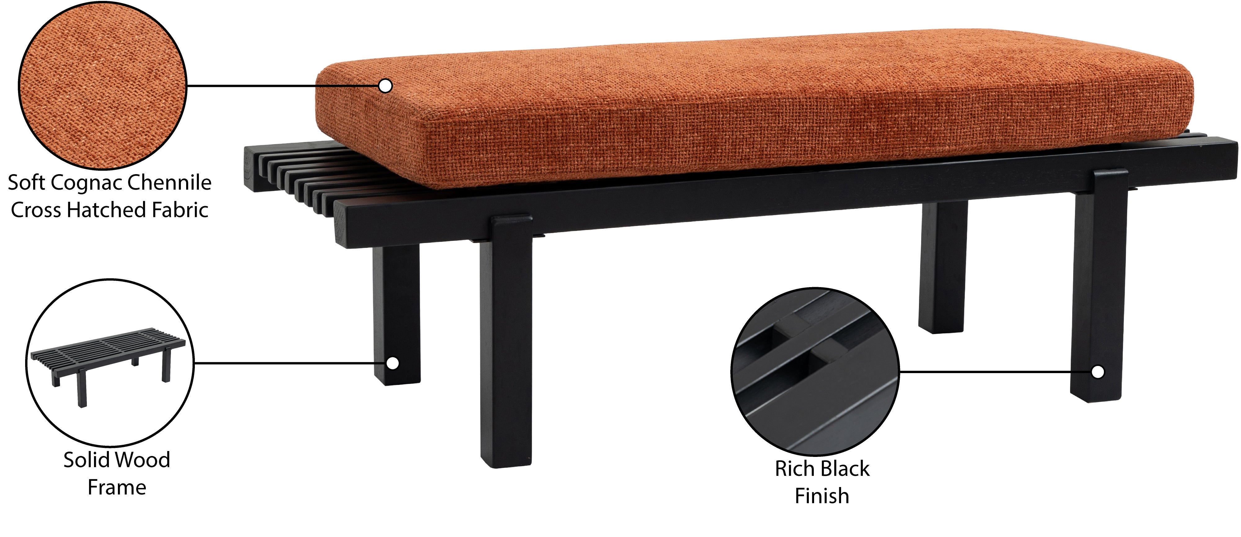 Banc en tissu chenille Naya