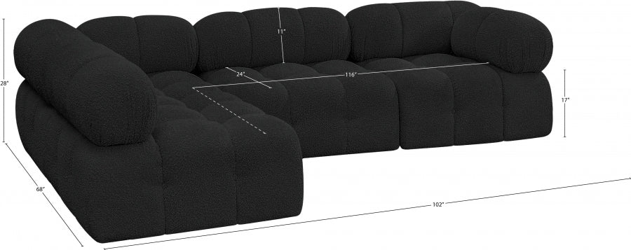 Canapé sectionnel Ames en tissu bouclé