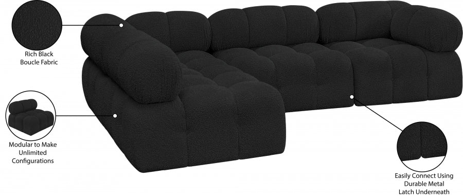 Canapé sectionnel Ames en tissu bouclé