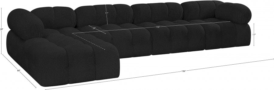 Canapé sectionnel Ames en tissu bouclé