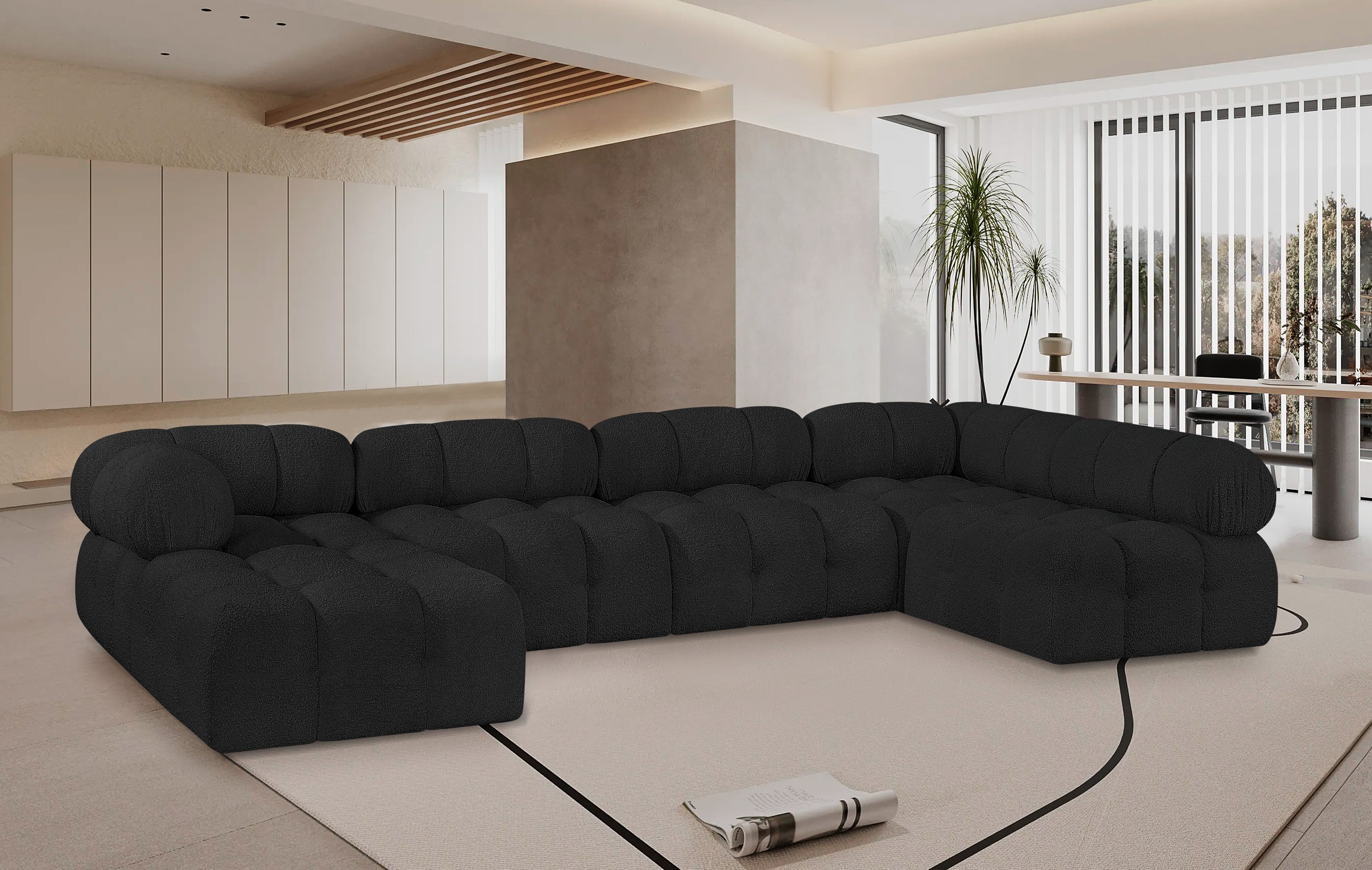 Canapé sectionnel Ames en tissu bouclé