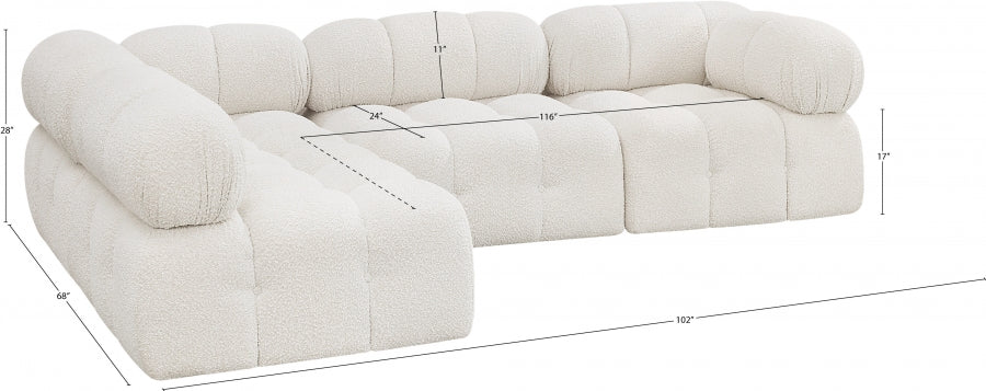 Canapé sectionnel Ames en tissu bouclé