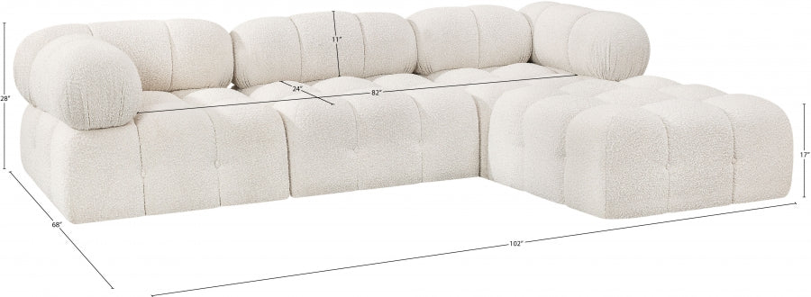 Canapé sectionnel Ames en tissu bouclé