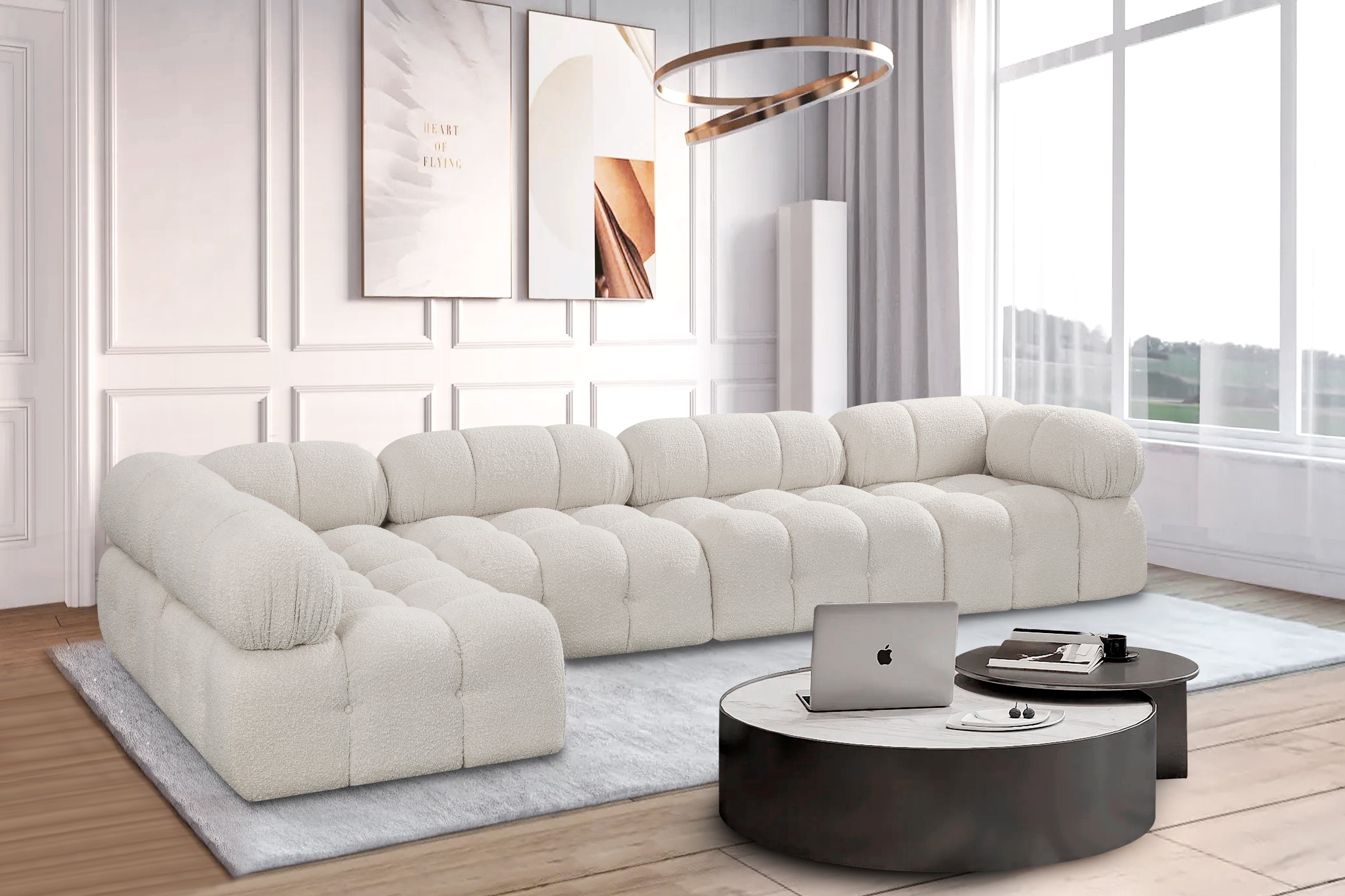 Canapé sectionnel Ames en tissu bouclé