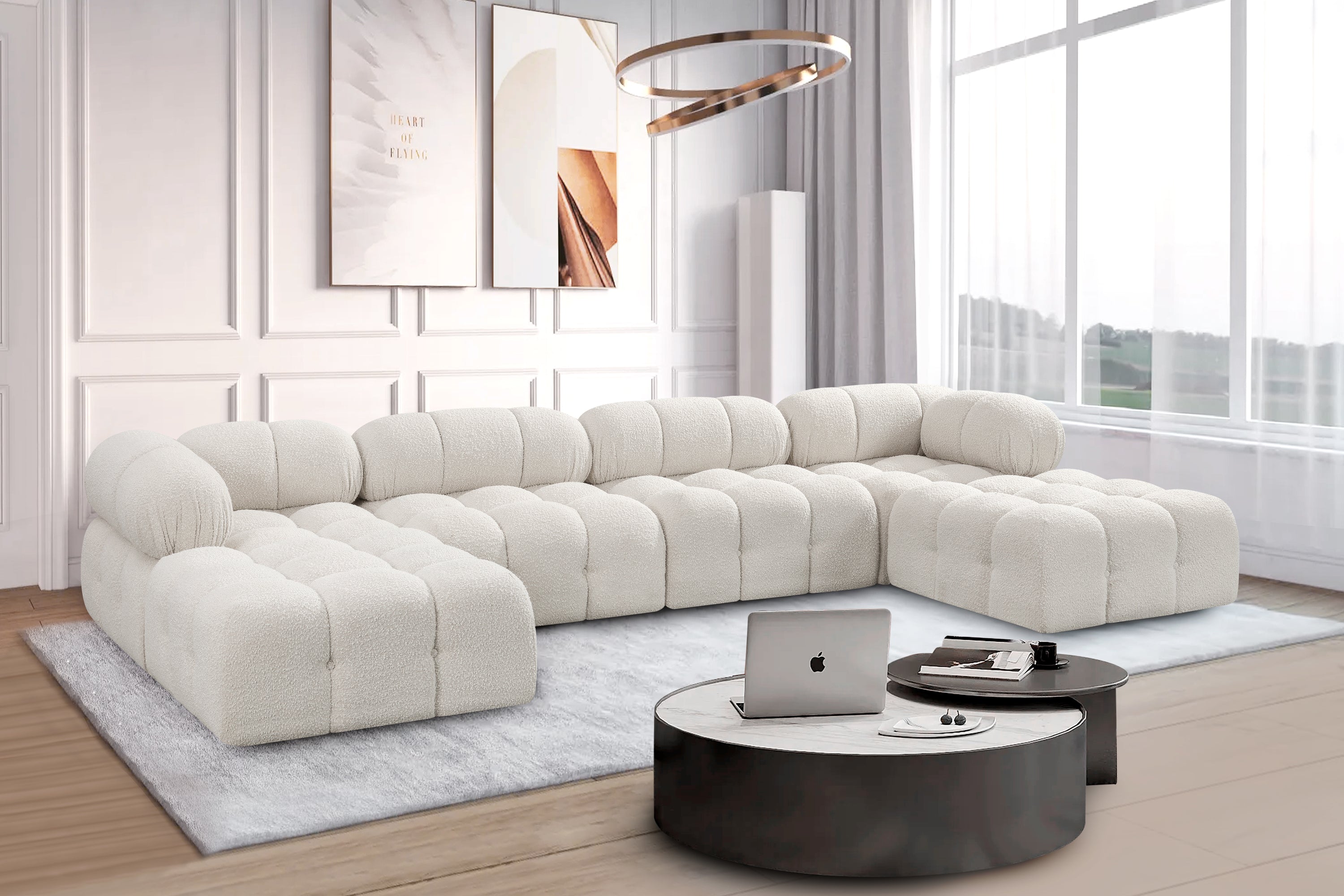 Canapé sectionnel Ames en tissu bouclé